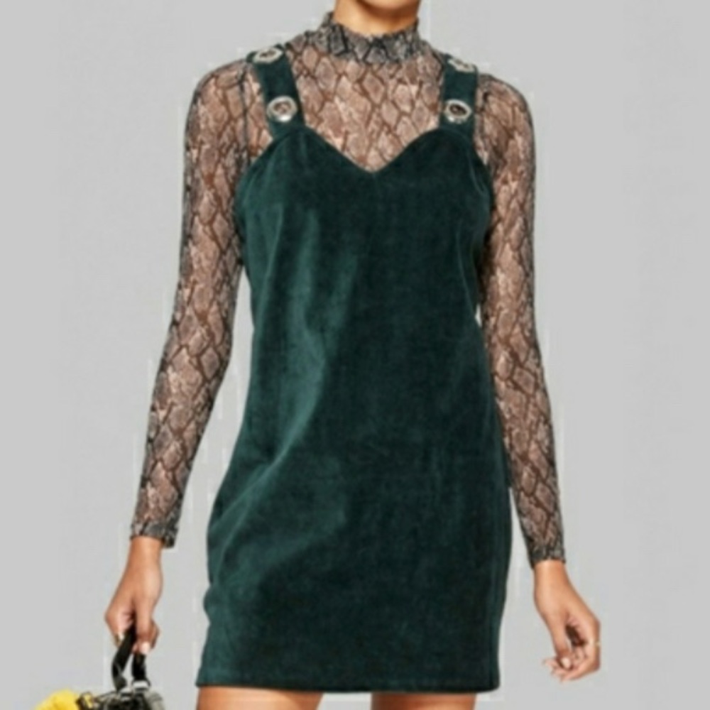 Green stretch corduroy Wild Fable jumper dress